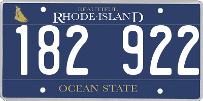 RI license plate 182922