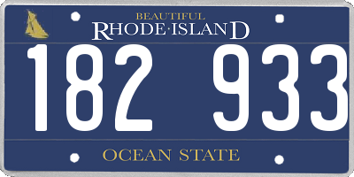 RI license plate 182933