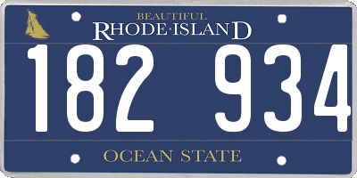 RI license plate 182934
