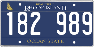 RI license plate 182989