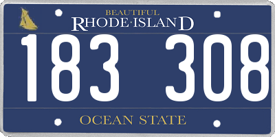 RI license plate 183308