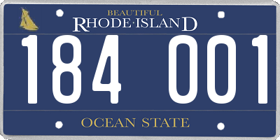 RI license plate 184001