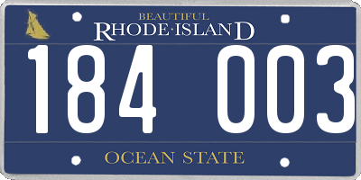 RI license plate 184003