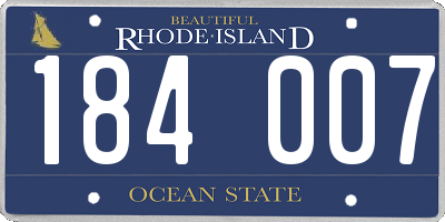 RI license plate 184007