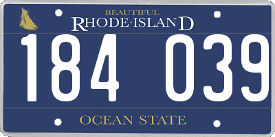 RI license plate 184039