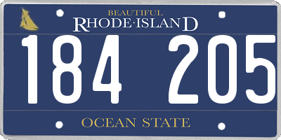 RI license plate 184205