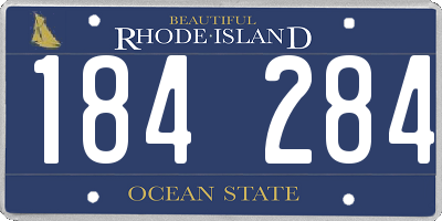 RI license plate 184284