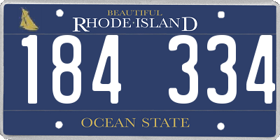 RI license plate 184334