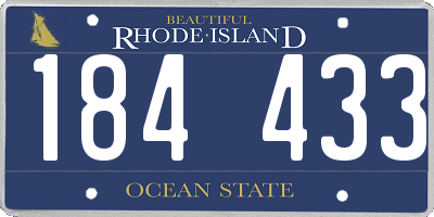 RI license plate 184433