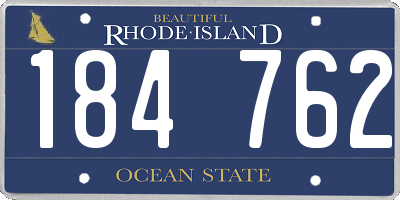 RI license plate 184762
