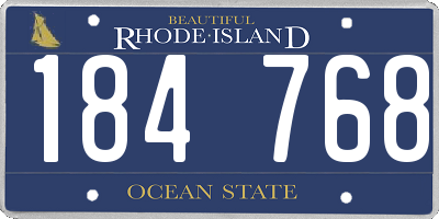 RI license plate 184768