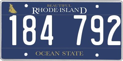 RI license plate 184792