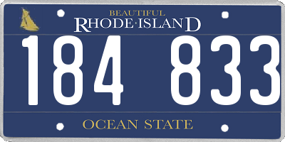 RI license plate 184833