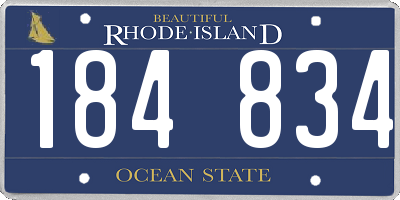 RI license plate 184834