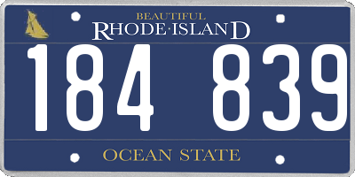 RI license plate 184839