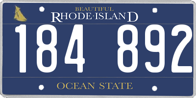 RI license plate 184892
