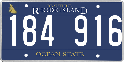 RI license plate 184916