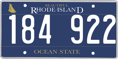RI license plate 184922