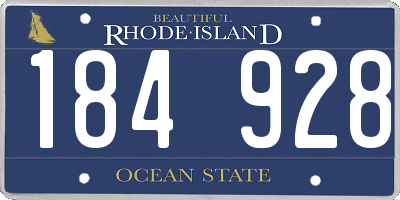 RI license plate 184928
