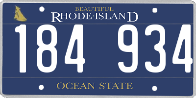 RI license plate 184934