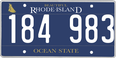 RI license plate 184983