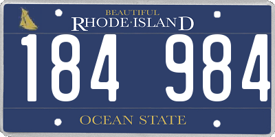 RI license plate 184984