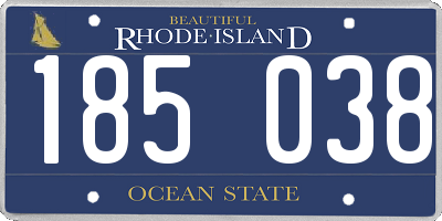 RI license plate 185038