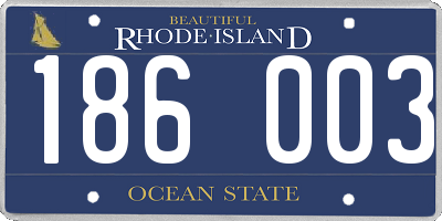 RI license plate 186003