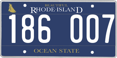 RI license plate 186007