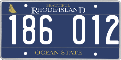 RI license plate 186012