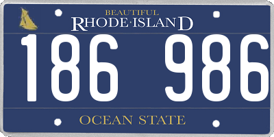 RI license plate 186986