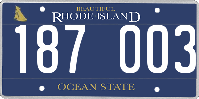 RI license plate 187003