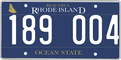 RI license plate 189004