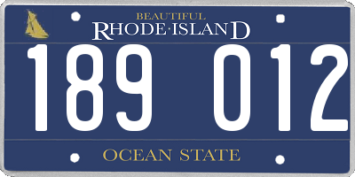 RI license plate 189012