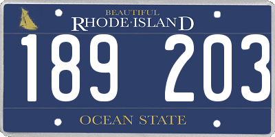 RI license plate 189203