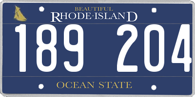 RI license plate 189204