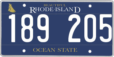 RI license plate 189205