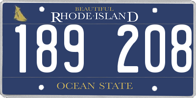 RI license plate 189208