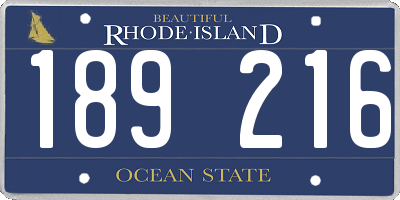RI license plate 189216