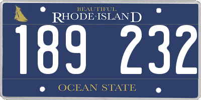 RI license plate 189232