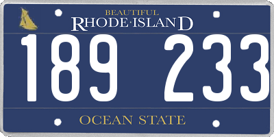 RI license plate 189233
