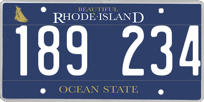 RI license plate 189234