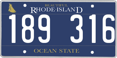 RI license plate 189316