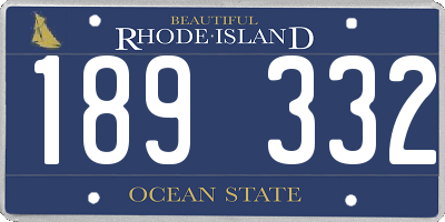 RI license plate 189332