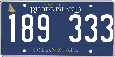 RI license plate 189333