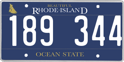 RI license plate 189344