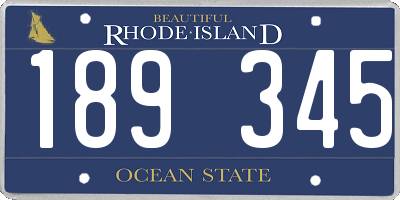 RI license plate 189345