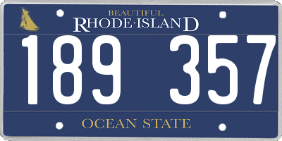 RI license plate 189357