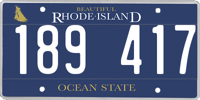RI license plate 189417