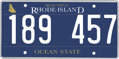 RI license plate 189457